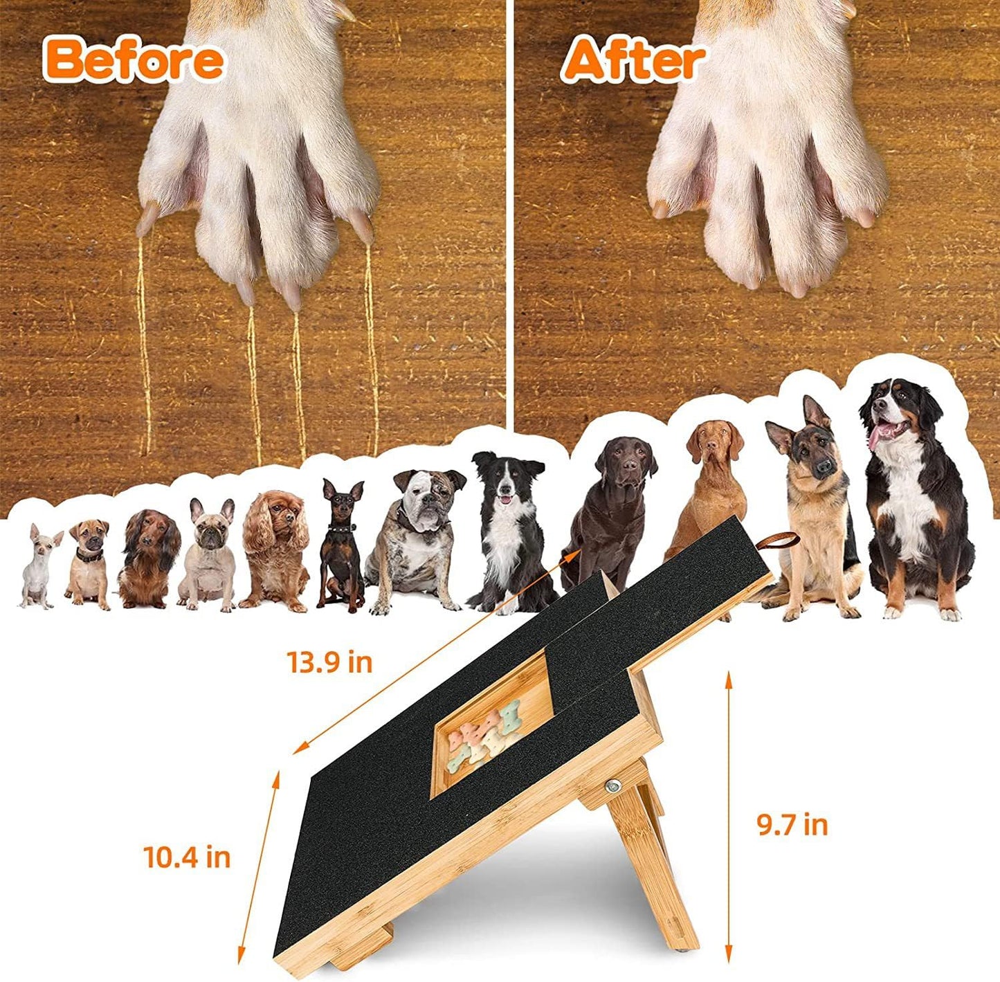 Dog Scratch Board with Treat Box - Bamboo Dog Scratch Pad for Nails