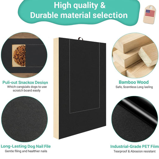 Dog Scratch Board with Treat Box - Bamboo Dog Scratch Pad for Nails