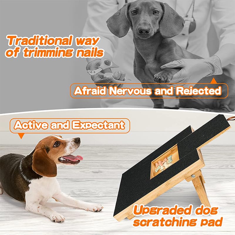 Dog Scratch Board with Treat Box - Bamboo Dog Scratch Pad for Nails