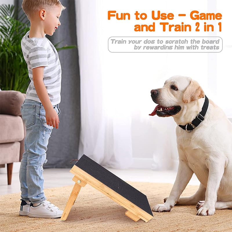 Dog Scratch Board with Treat Box - Bamboo Dog Scratch Pad for Nails